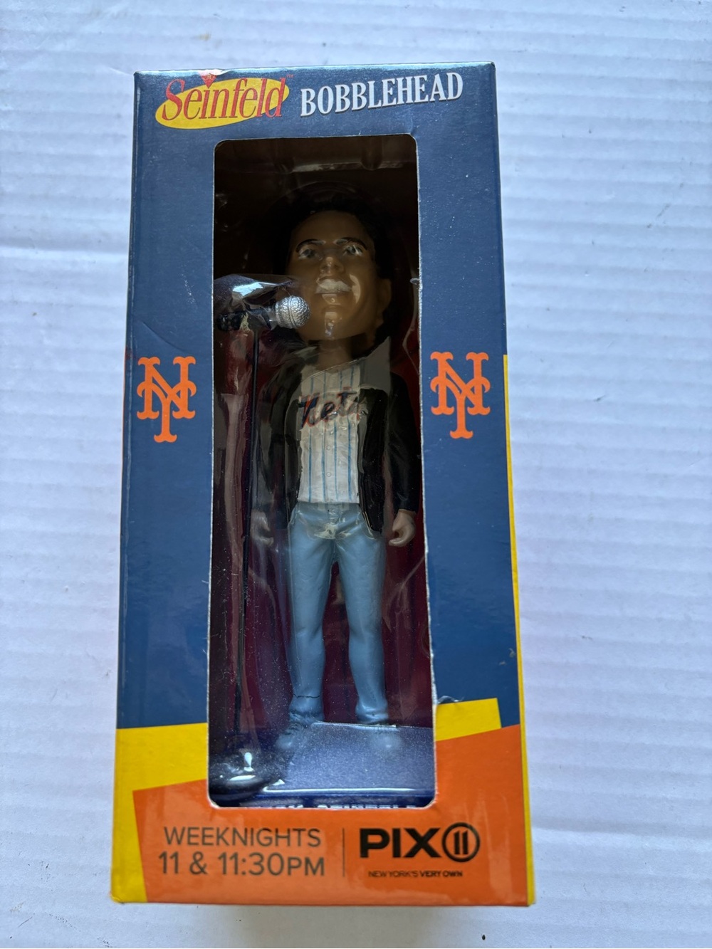 New York Mets Jerry Seinfeld Bobblehead - Navy and Orange Collectible